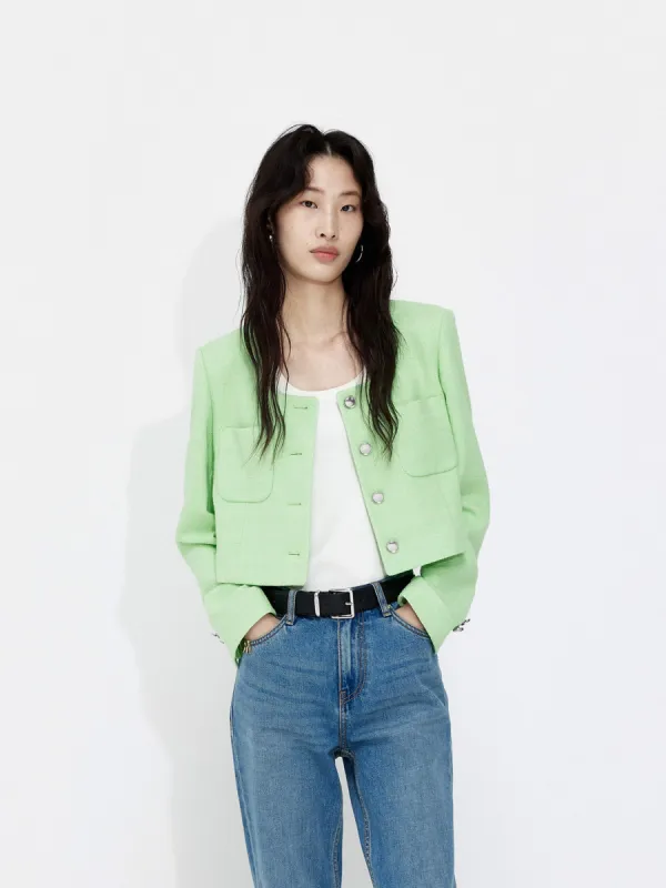 Cropped Boxy Texture Jacket sold by Mo&Co