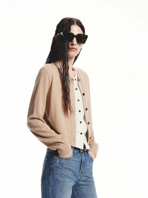 Layered Detail Wool Cardigan sold by Mo&Co