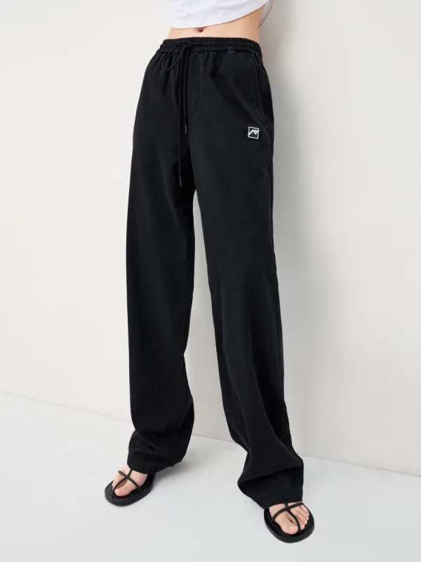 Cotton Blend Drawstring Straight Pants sold by Mo&Co
