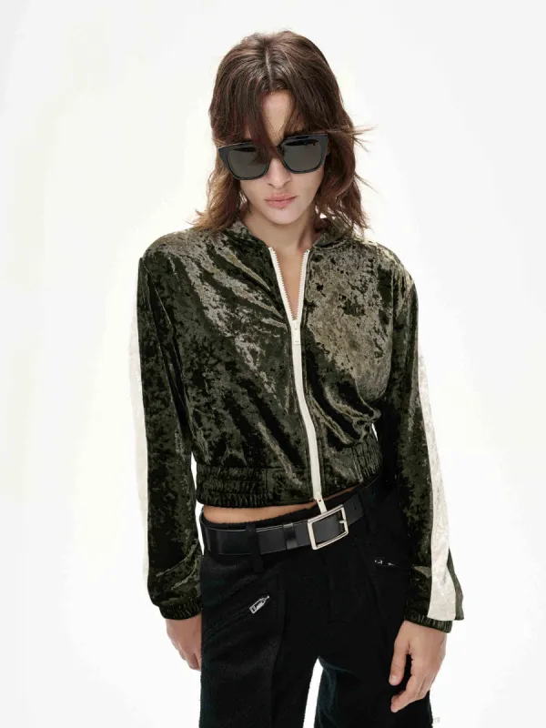 Two Way Zipper Cropped Jacket sold by Mo&Co