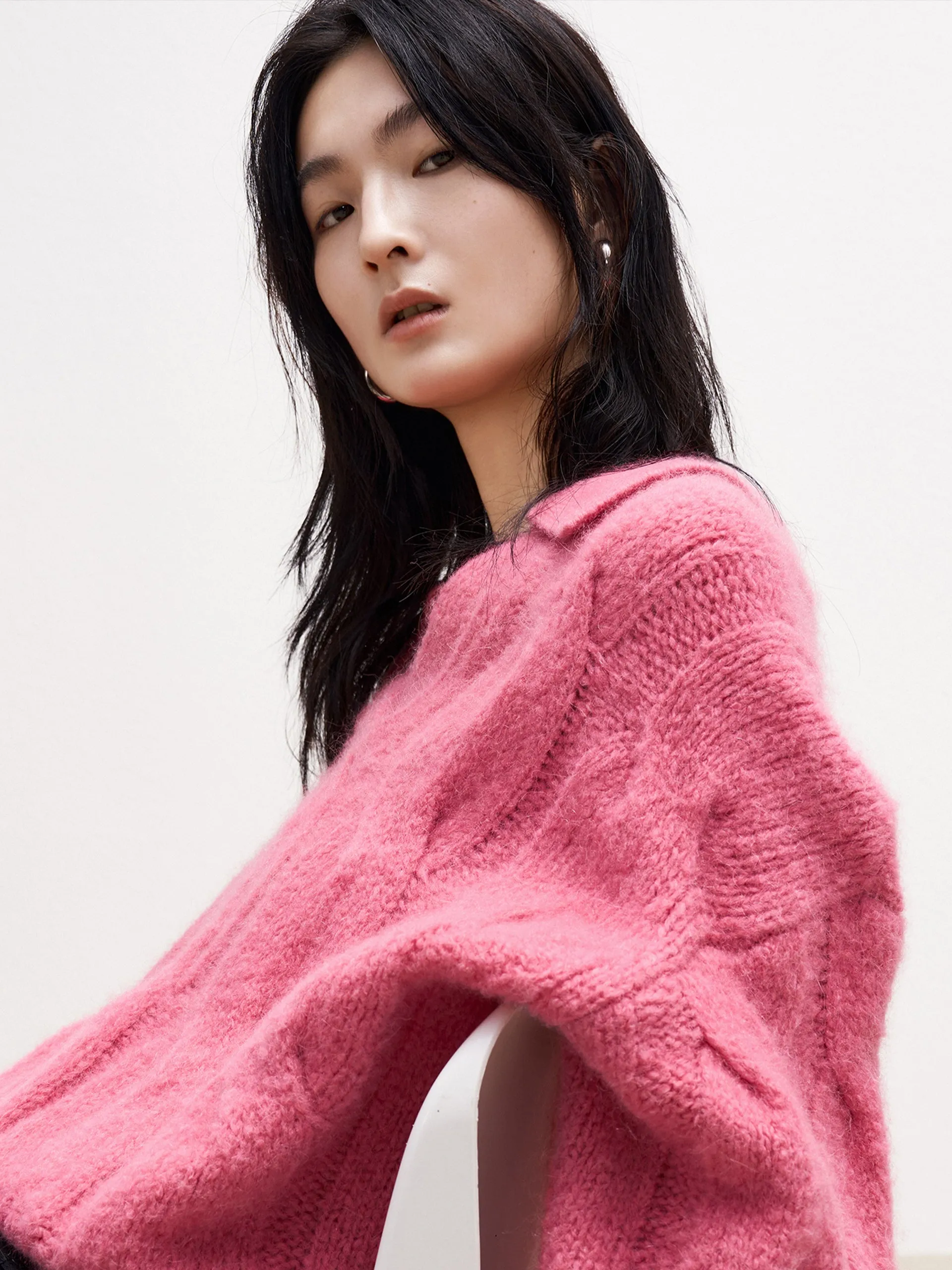 Wool Blend Cable Texture Sweater sold by Mo&Co product image thumbnail 5