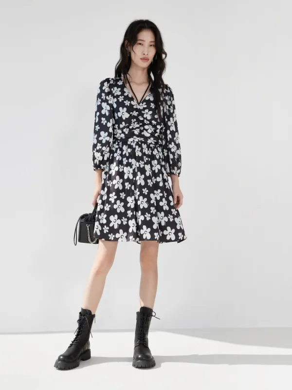 Pleated Floral Print Dress sold by Mo&Co