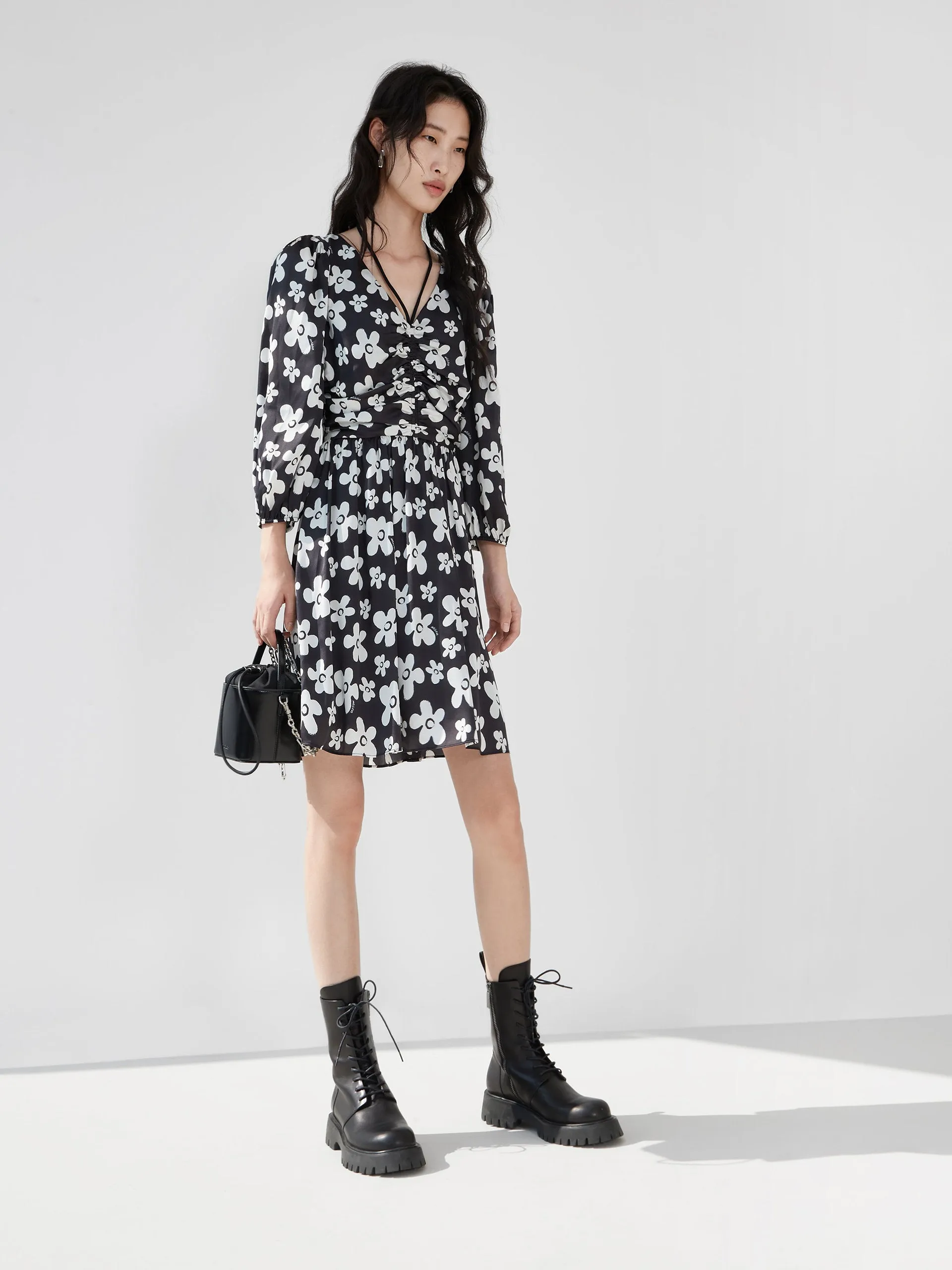 Pleated Floral Print Dress sold by Mo&Co product image thumbnail 3