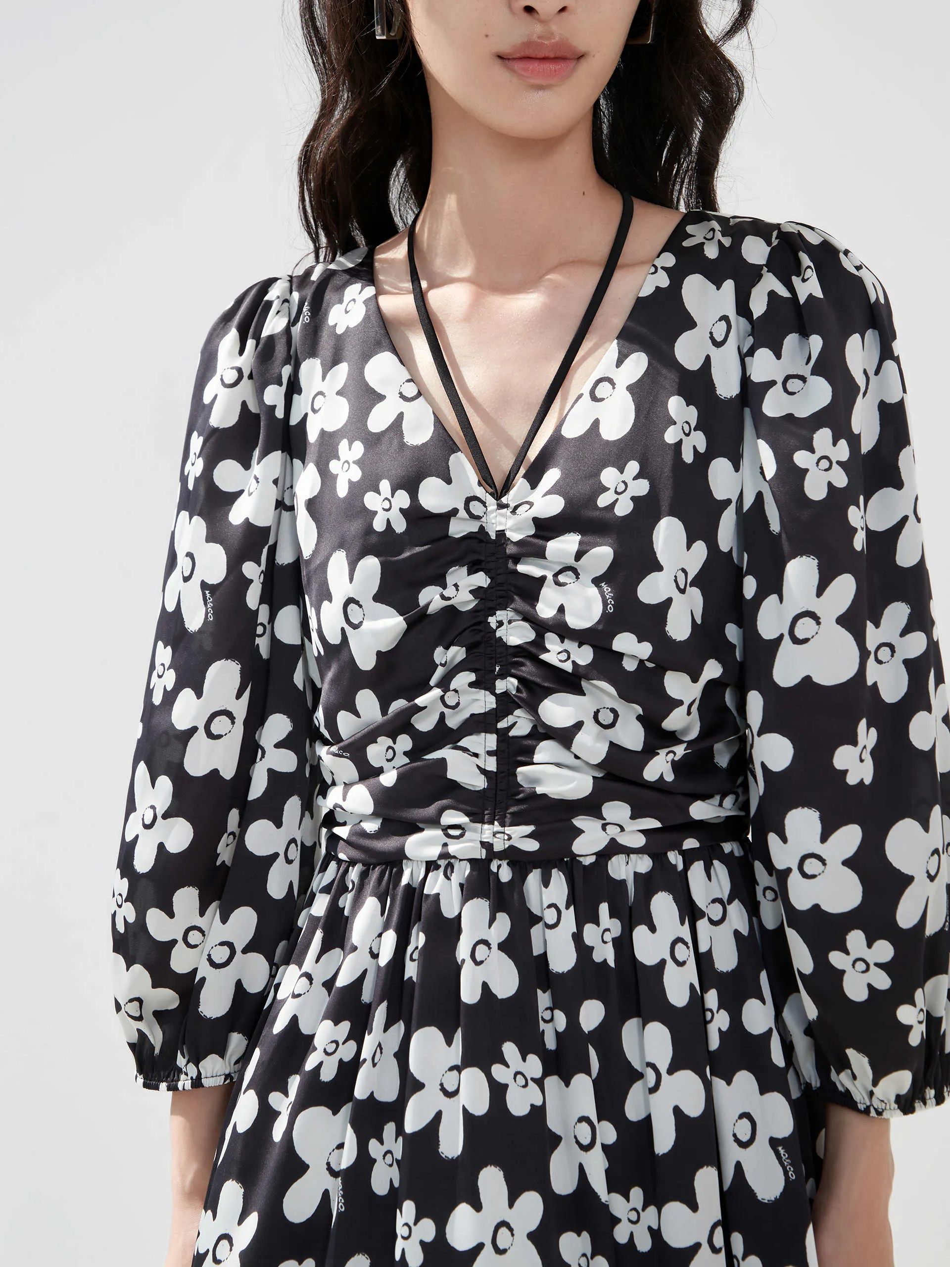 Pleated Floral Print Dress sold by Mo&Co product image thumbnail 5