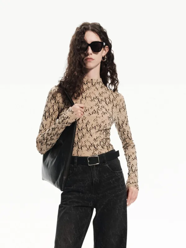 Logo Print Stretchy Top sold by Mo&Co