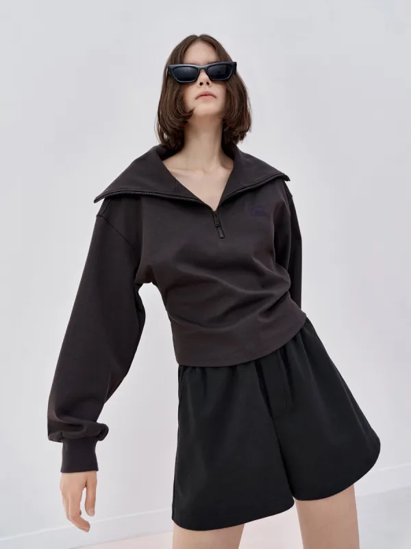 Cotton Blend Navy Neck Top sold by Mo&Co