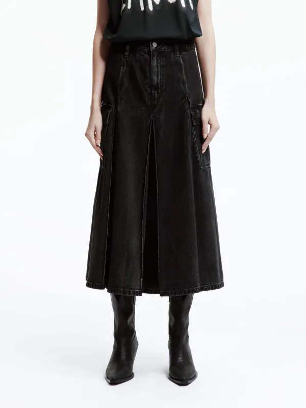 A-line Denim Midi Skirt sold by Mo&Co