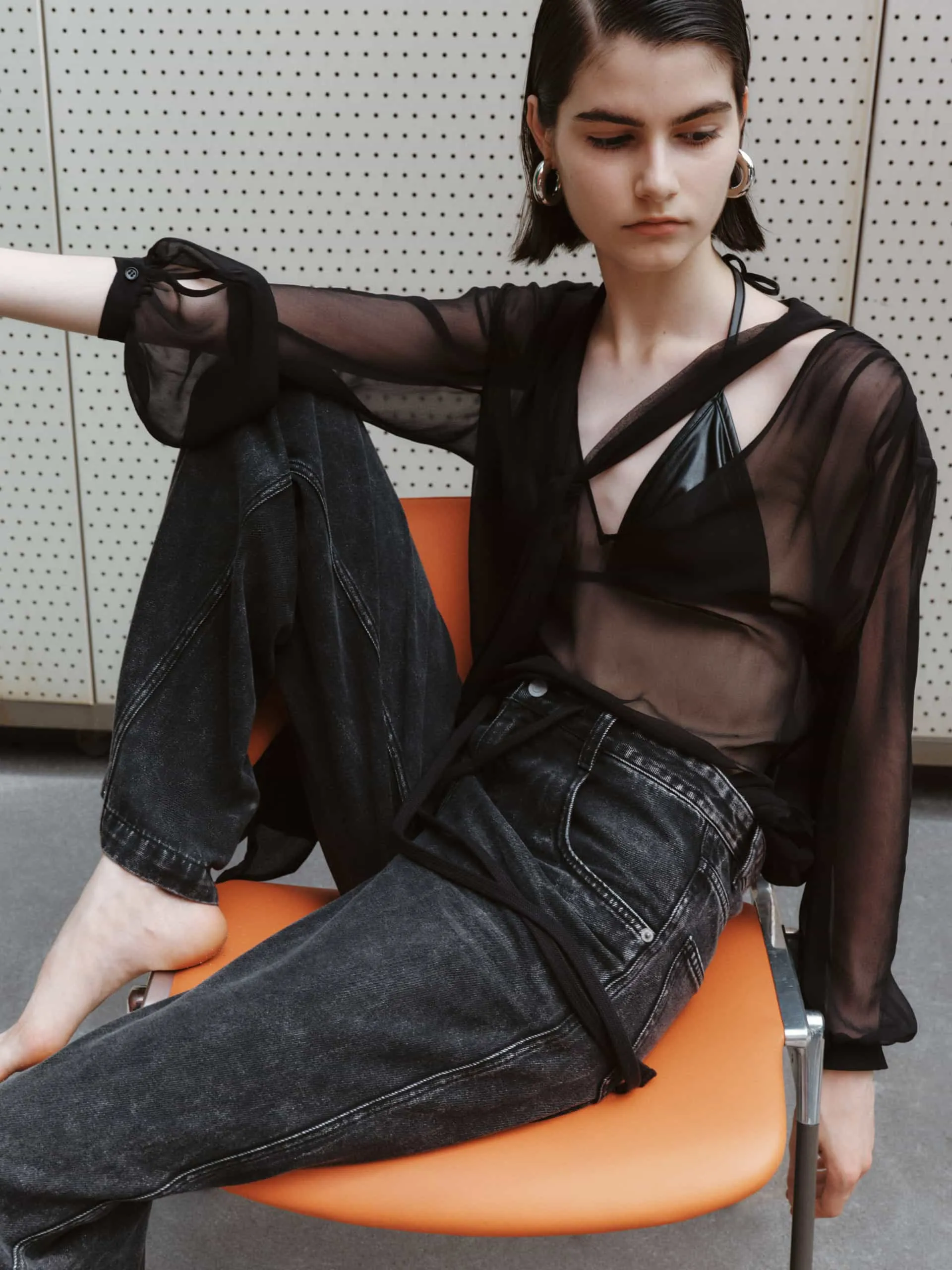 Silk Tie Detail Blouse sold by Mo&Co