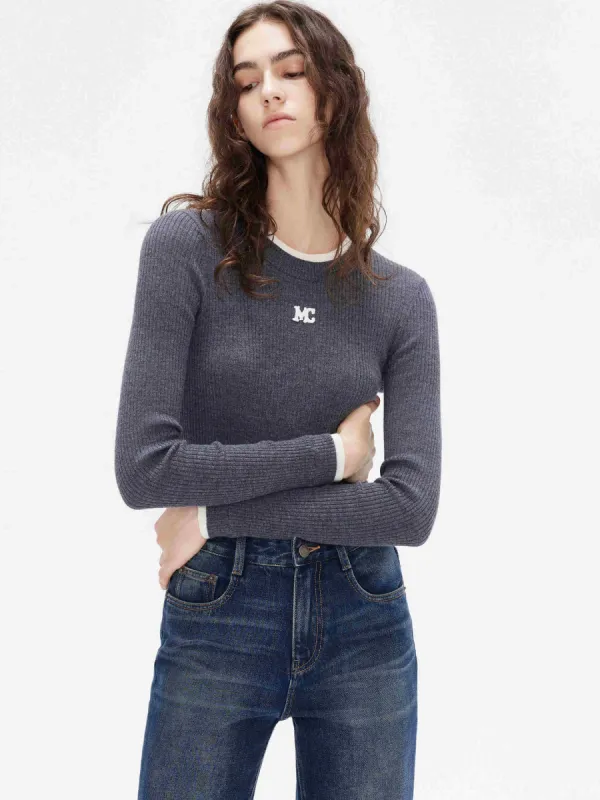 Contrast Trim Knitted Top sold by Mo&Co