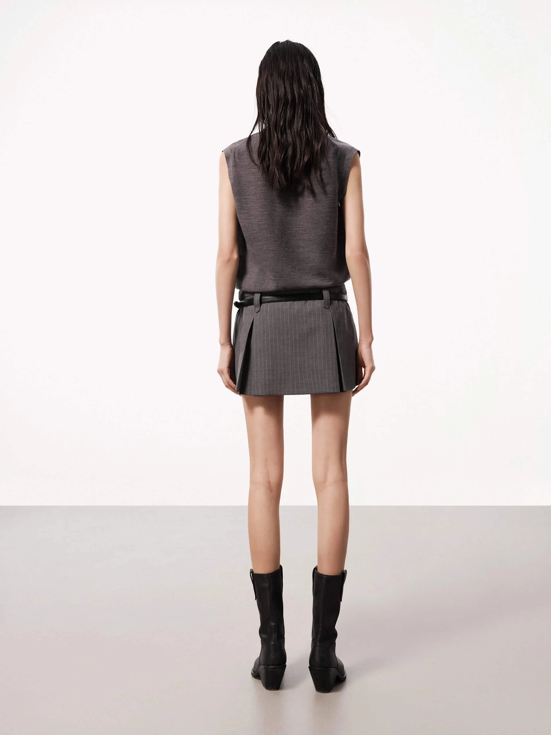 Pleated Wool Blend Mini Skirt sold by Mo&Co product image thumbnail 3