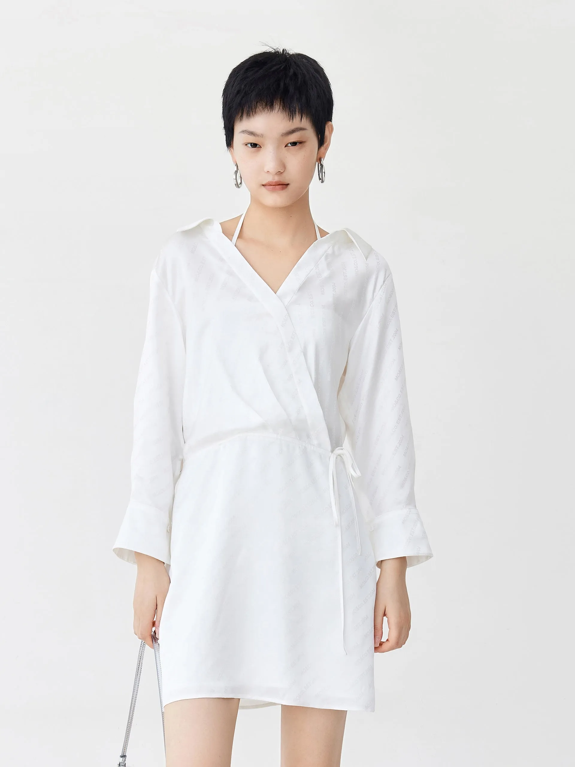 Silk Blend Lapel Dress sold by Mo&Co