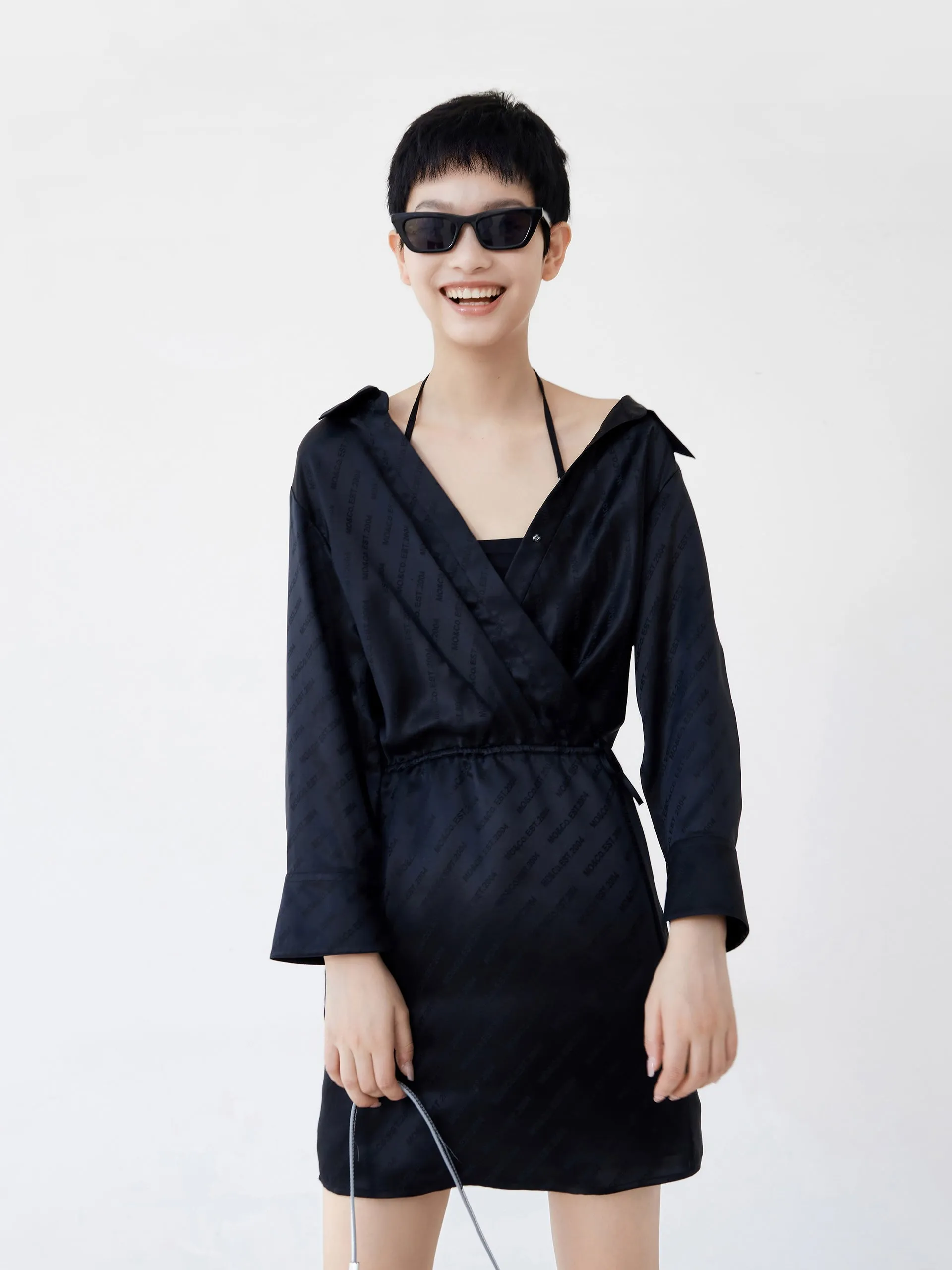 Silk Blend Lapel Dress sold by Mo&Co product image thumbnail 2