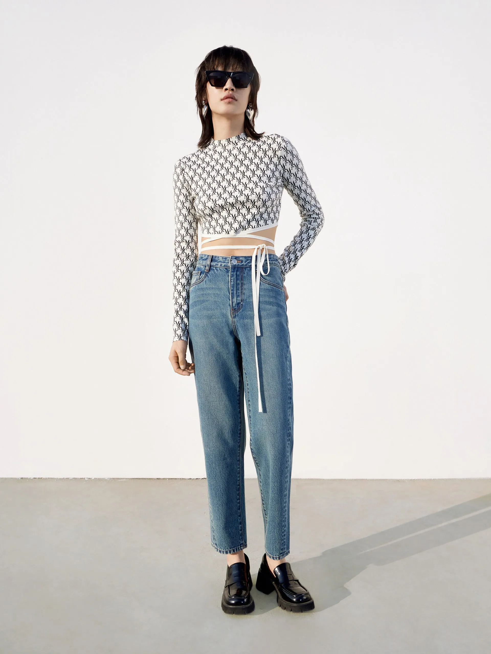 High Waist Tapered Denim Jeans sold by Mo&Co product image thumbnail 2