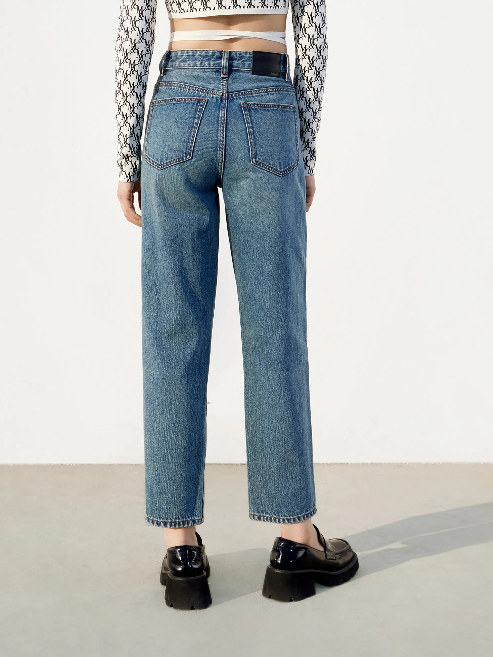 High Waist Tapered Denim Jeans sold by Mo&Co product image thumbnail 4