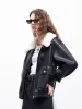 Faux Leather Cropped Jacket sold by Mo&Co