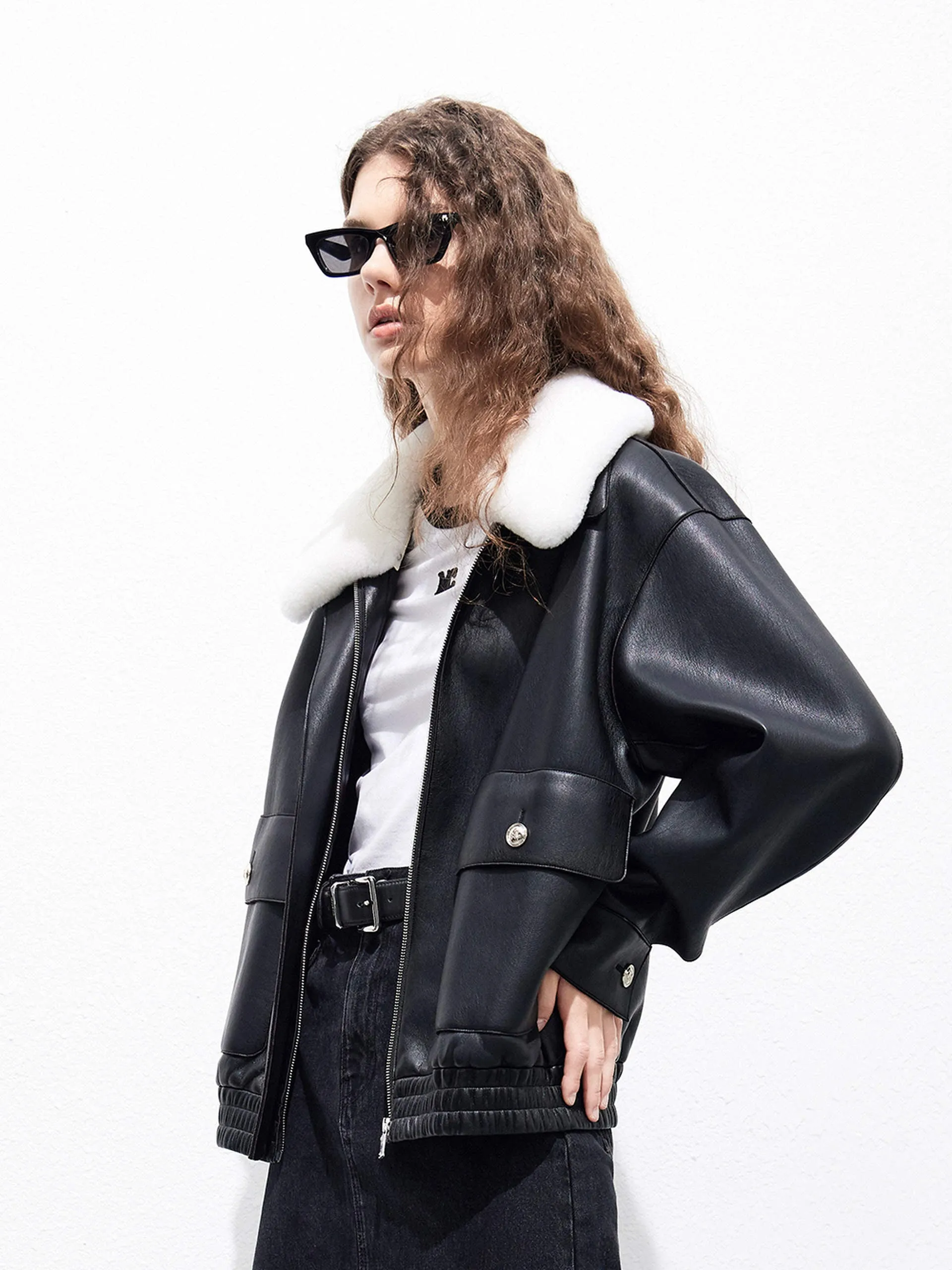 Faux Leather Cropped Jacket sold by Mo&Co product image thumbnail 2