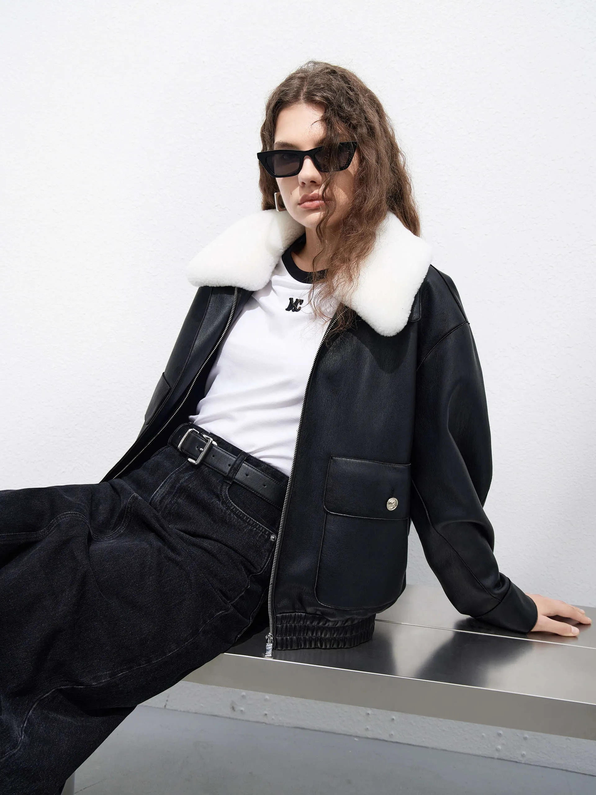 Faux Leather Cropped Jacket sold by Mo&Co product image thumbnail 5