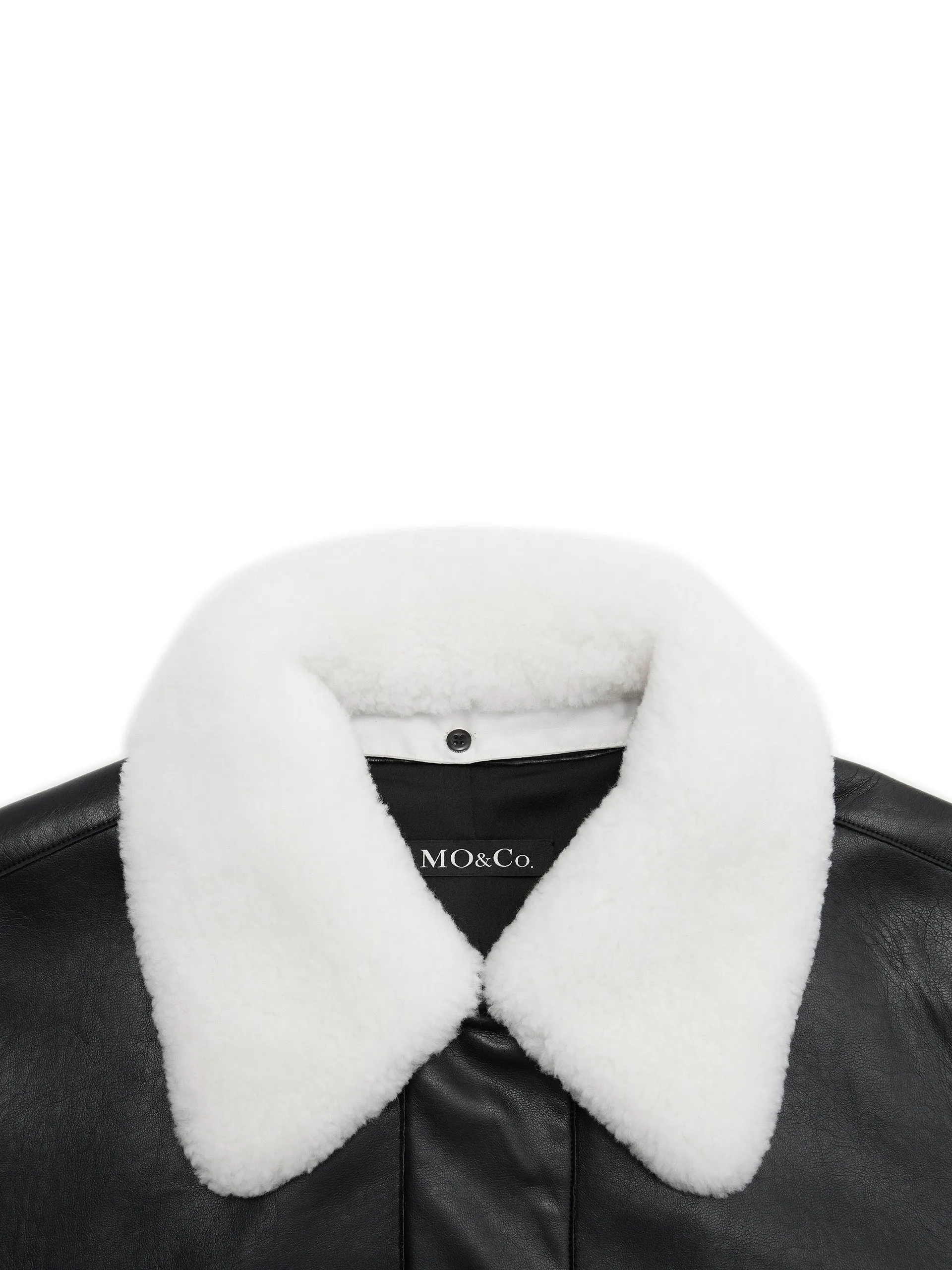 Faux Leather Cropped Jacket sold by Mo&Co product image thumbnail 4