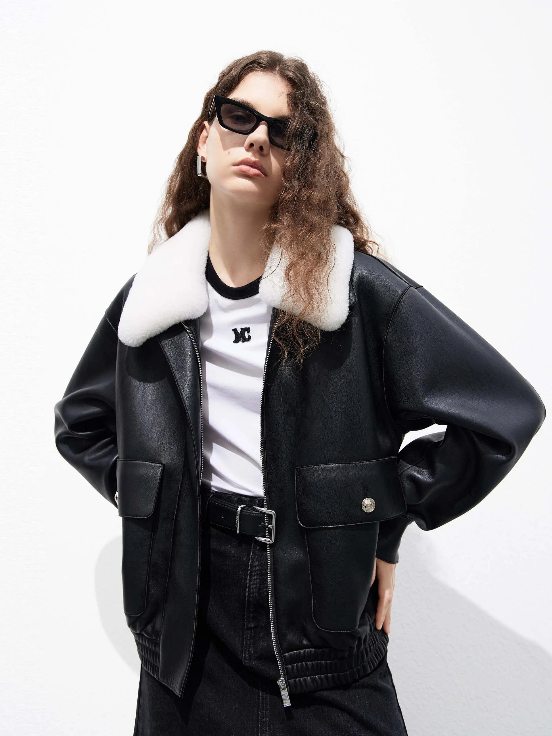 Faux Leather Cropped Jacket sold by Mo&Co product image thumbnail 3