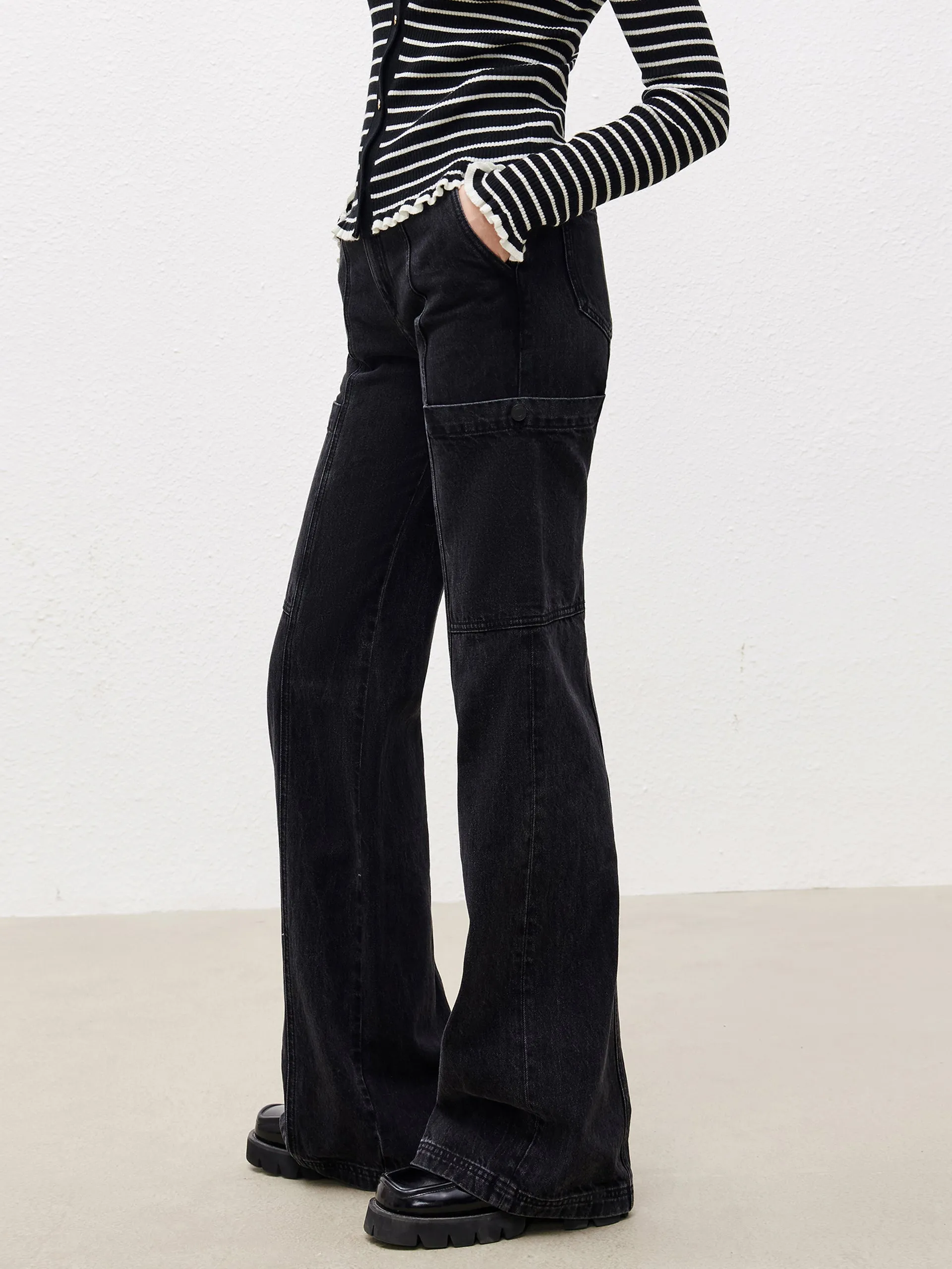 Cotton Wide Leg Cargo Jeans sold by Mo&Co product image thumbnail 3