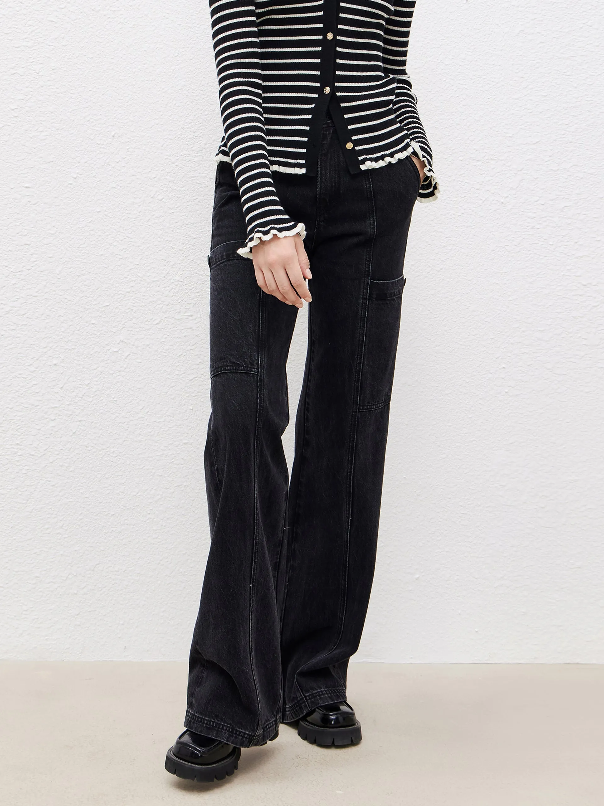 Cotton Wide Leg Cargo Jeans sold by Mo&Co product image thumbnail 5