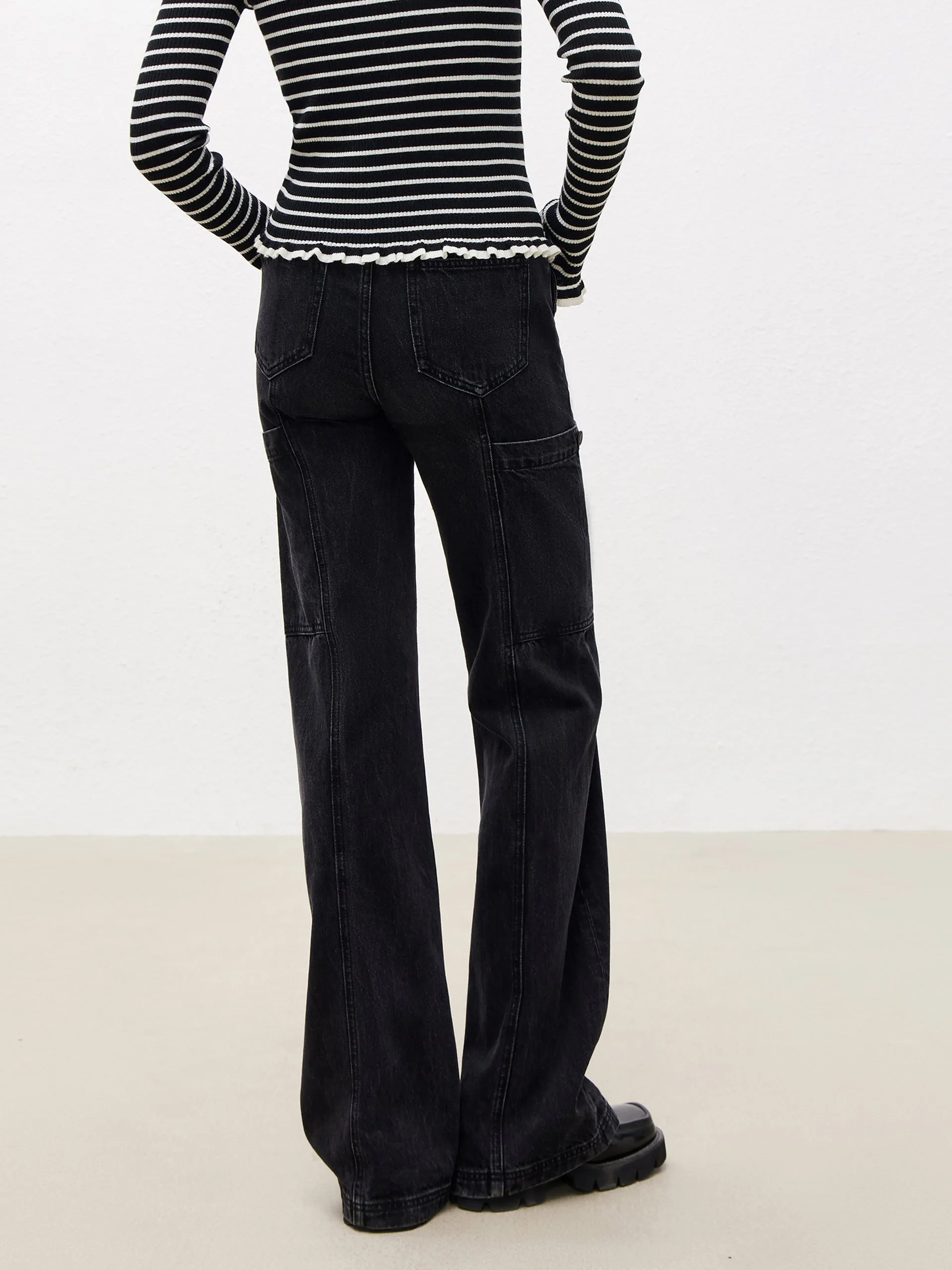 Cotton Wide Leg Cargo Jeans sold by Mo&Co product image thumbnail 4