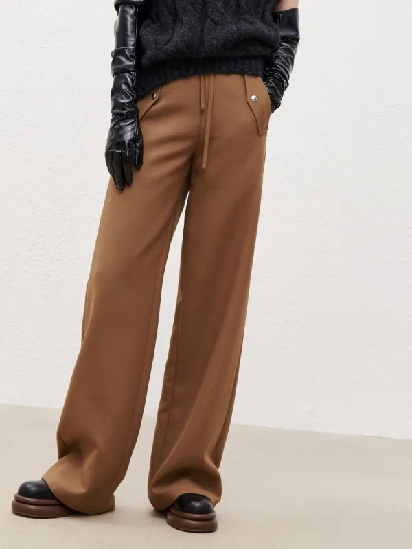 Wool Blend Drawstring Casual Pants sold by Mo&Co