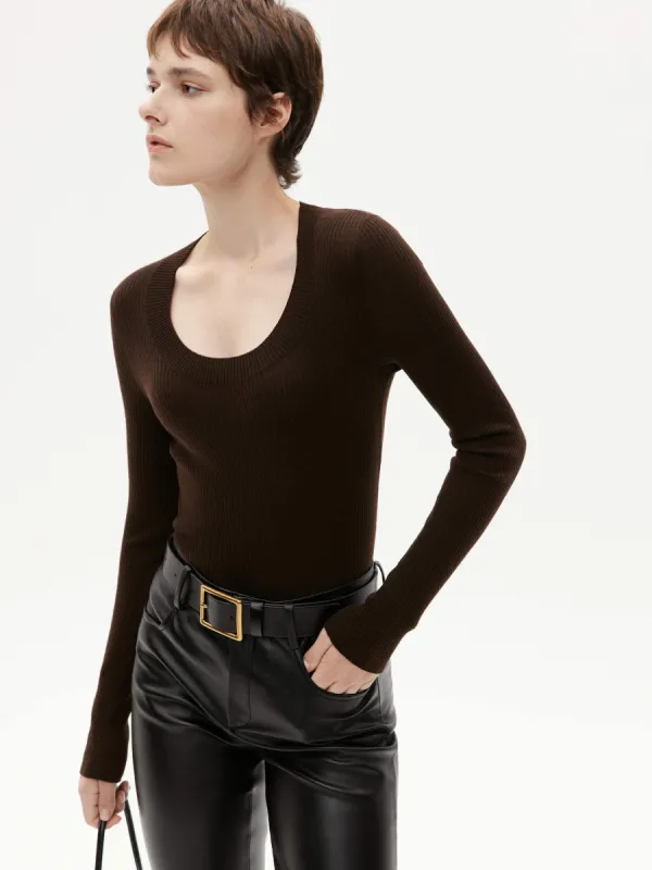 Wool Tight Fit Knit Top sold by Mo&Co