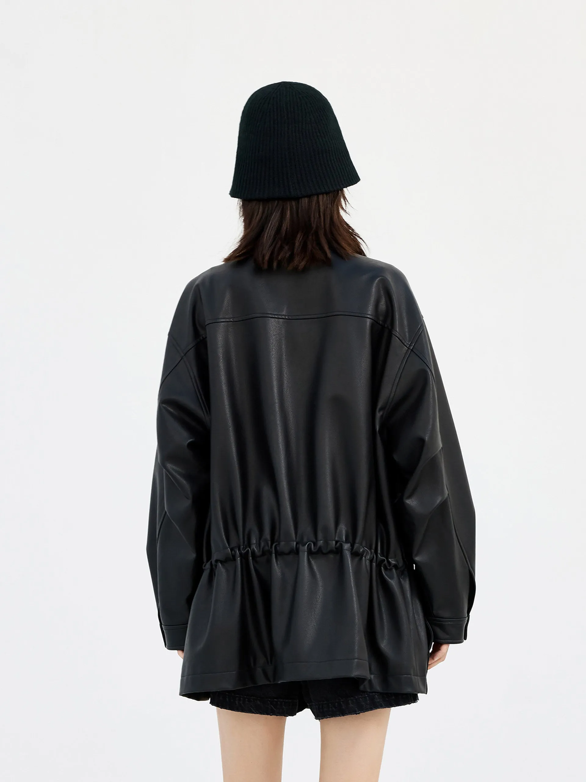 Faux Leather Collarless Jacket sold by Mo&Co product image thumbnail 2