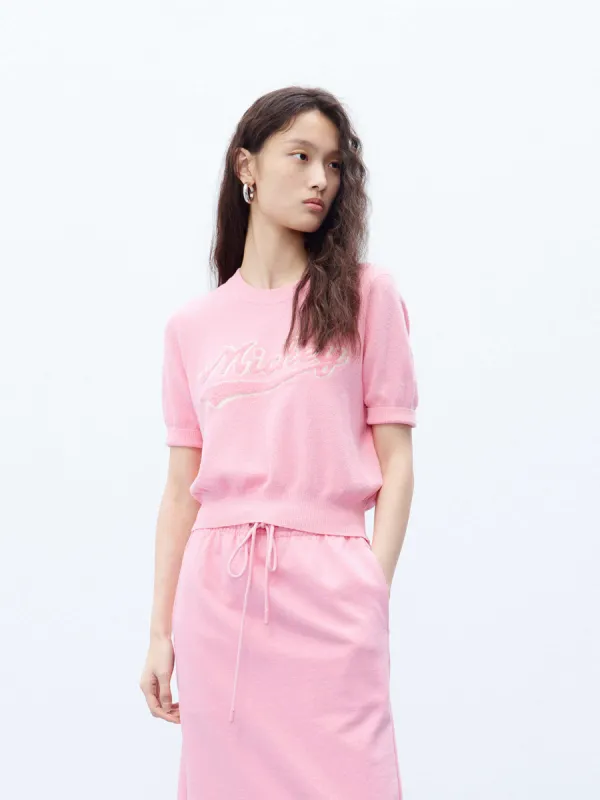 Short Sleeve Texture Knitted Top sold by Mo&Co