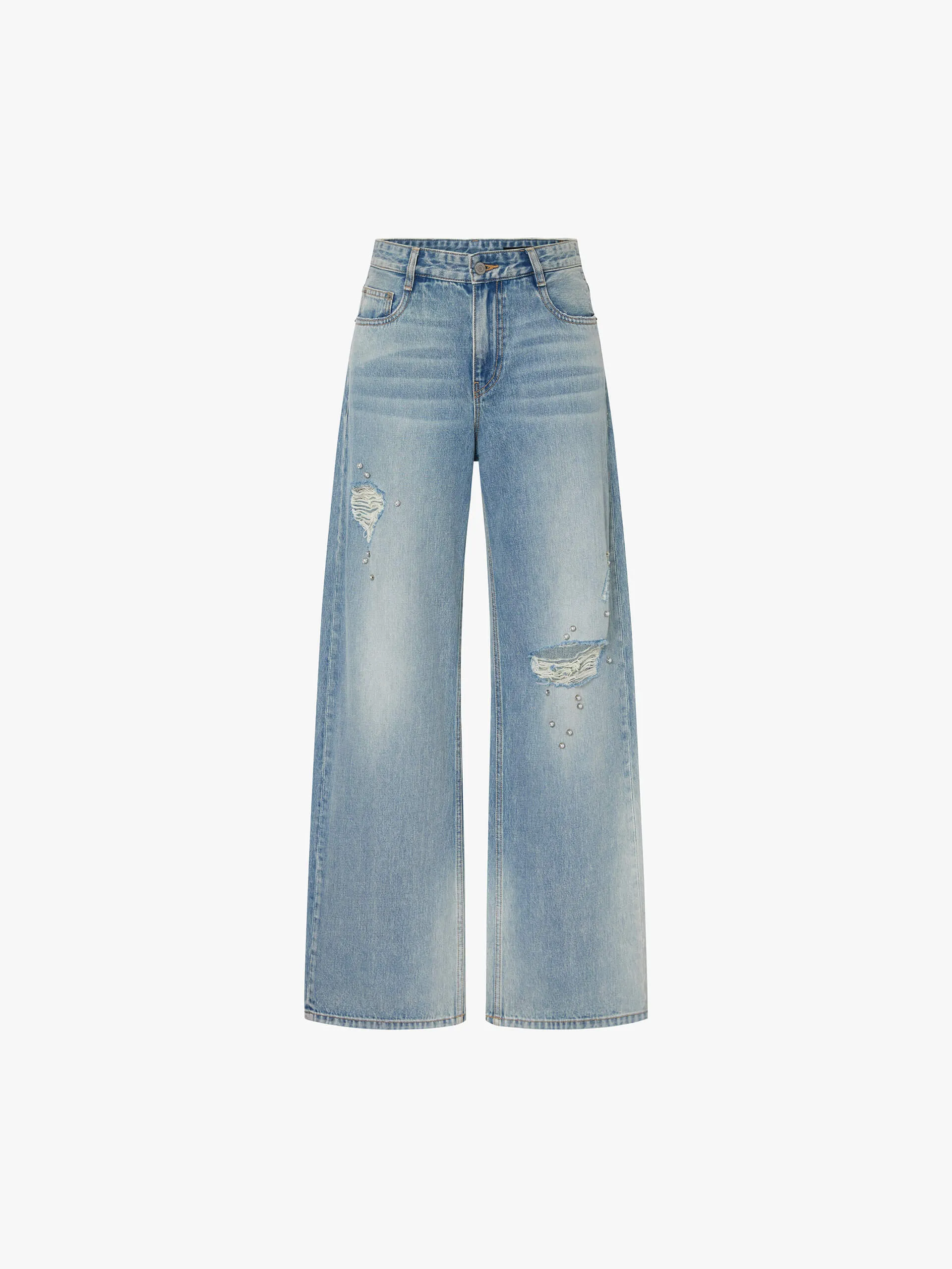 Beading Detail Ripped Jeans sold by Mo&Co product image thumbnail 5