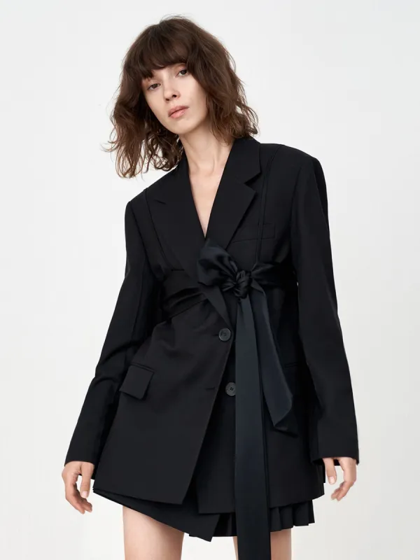 Wool Blend Straight Blazer sold by Mo&Co