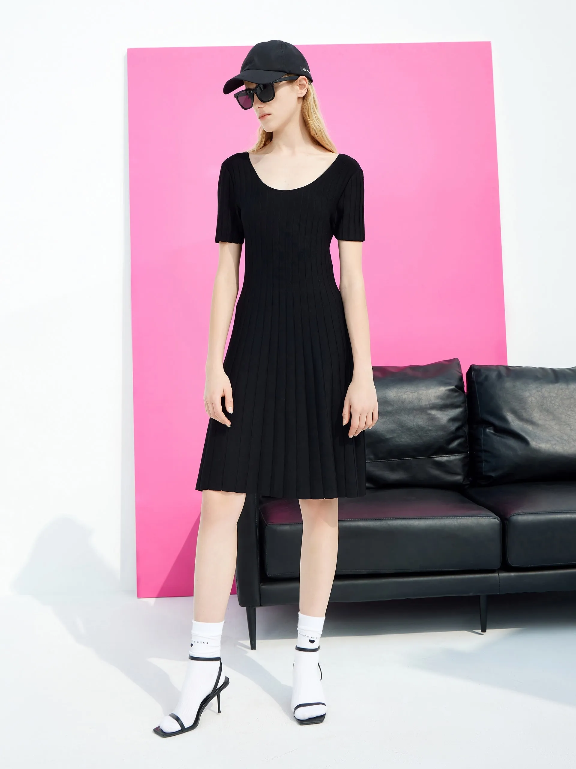 Round Neck Cutout Back Dress sold by Mo&Co product image thumbnail 2