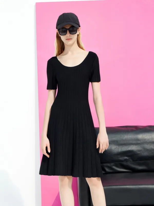 Round Neck Cutout Back Dress sold by Mo&Co