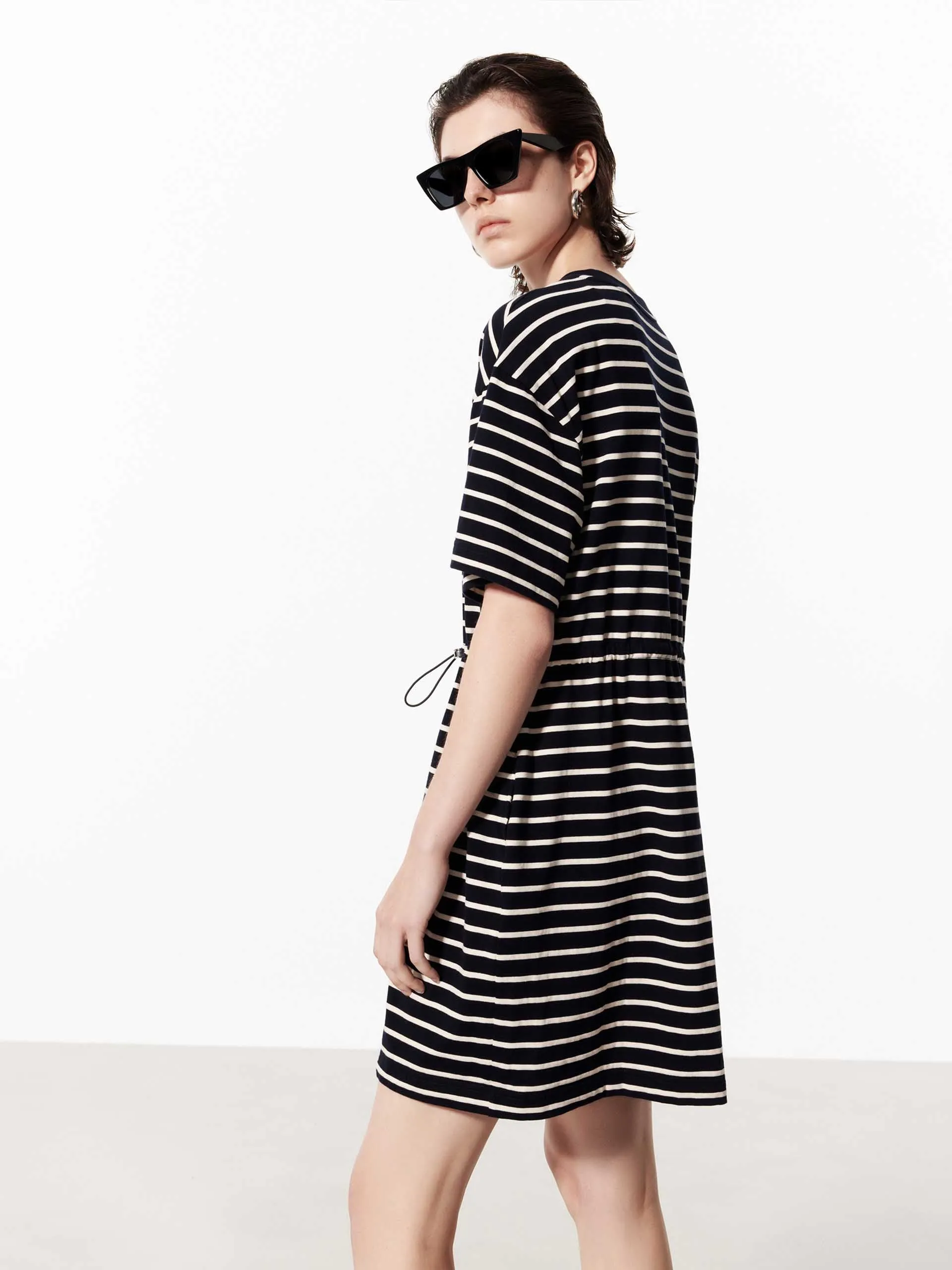 Striped Drawstring Waist Dress sold by Mo&Co product image thumbnail 5