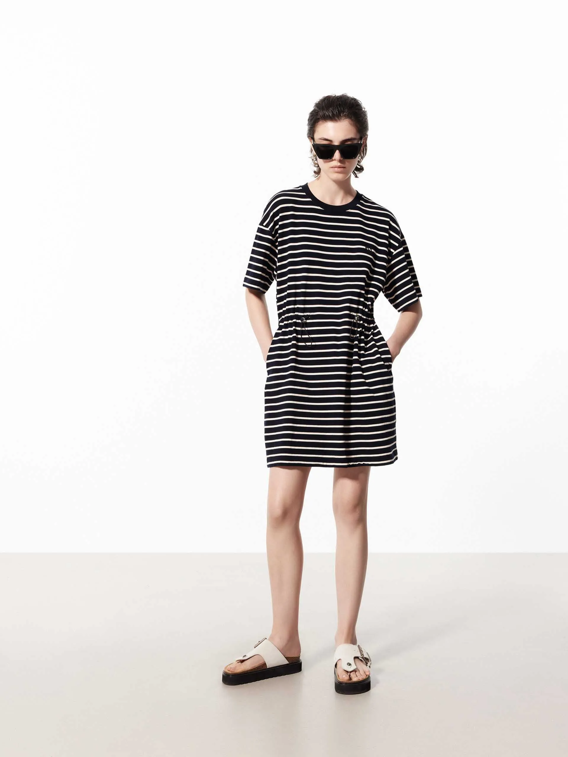 Striped Drawstring Waist Dress sold by Mo&Co product image thumbnail 2