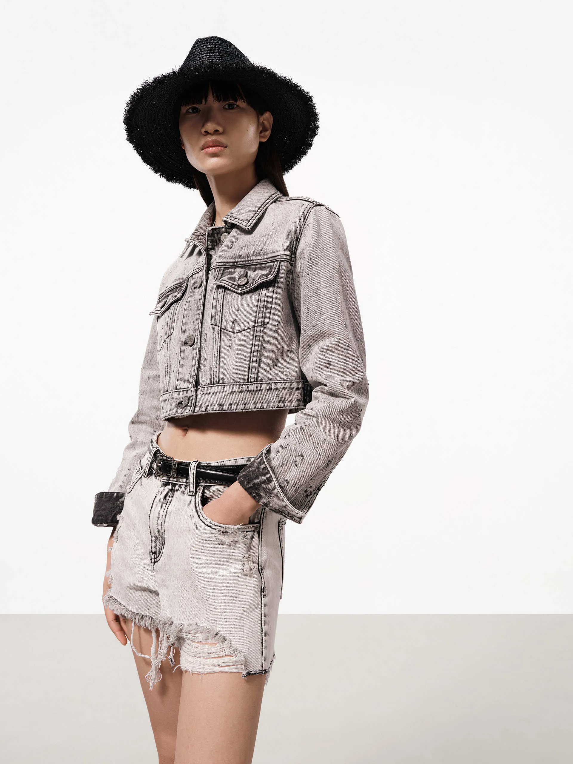 Distressed Denim Jacket sold by Mo&Co