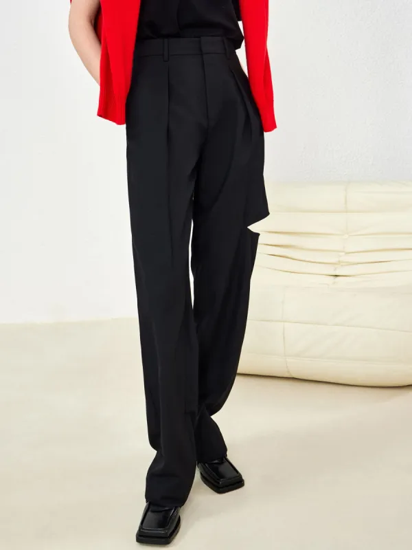 Wool Blend Ripped Suit Pants sold by Mo&Co