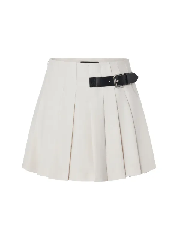 check print wool long skirt | Parallel