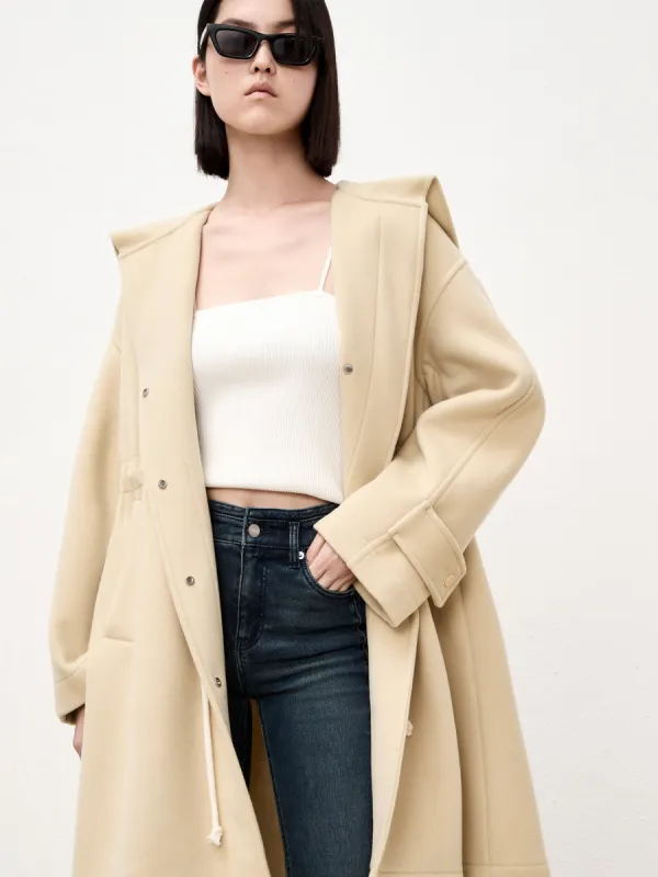 Wool Blend Drawstring Overcoat sold by Mo&Co