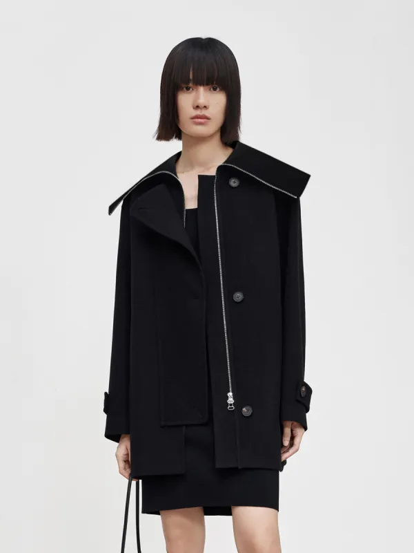 Lapel Collar Merino Wool Coat sold by Mo&Co