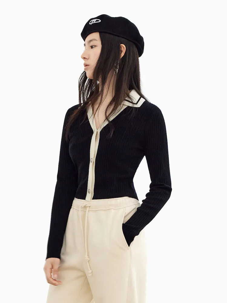Rib-knit Crop Cardigan sold by Mo&Co product image thumbnail 4