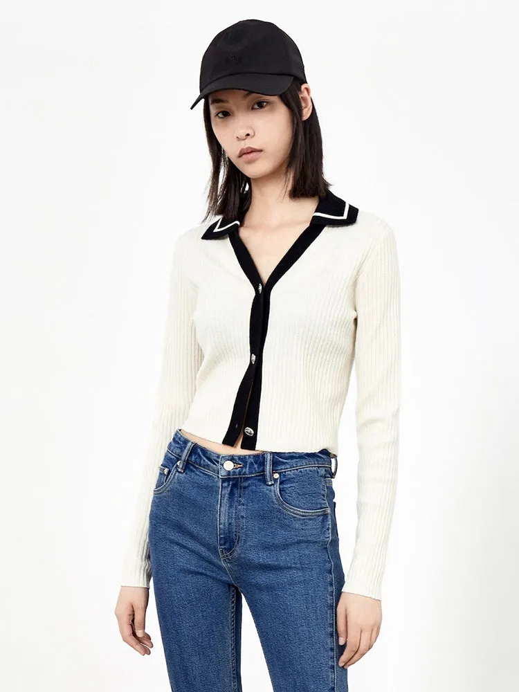 Rib-knit Crop Cardigan sold by Mo&Co product image thumbnail 2