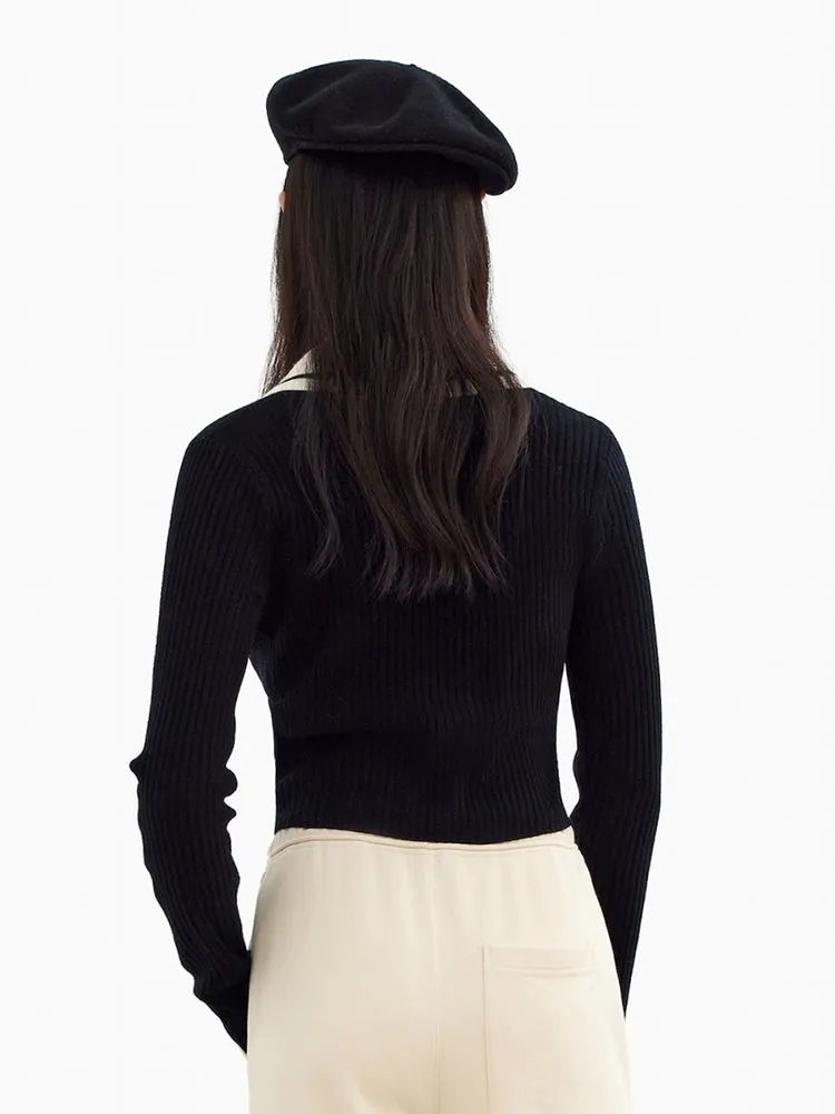 Rib-knit Crop Cardigan sold by Mo&Co product image thumbnail 5