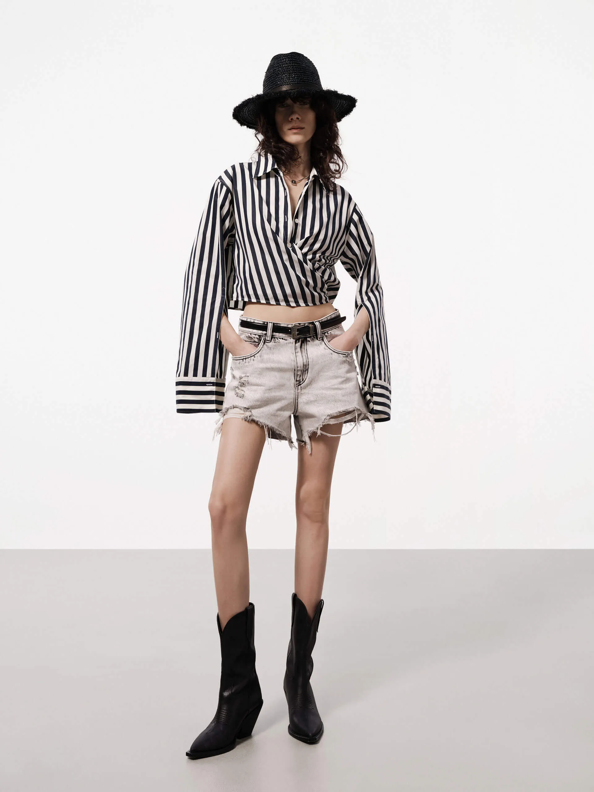 Striped Wrap Cropped Top sold by Mo&Co product image thumbnail 2