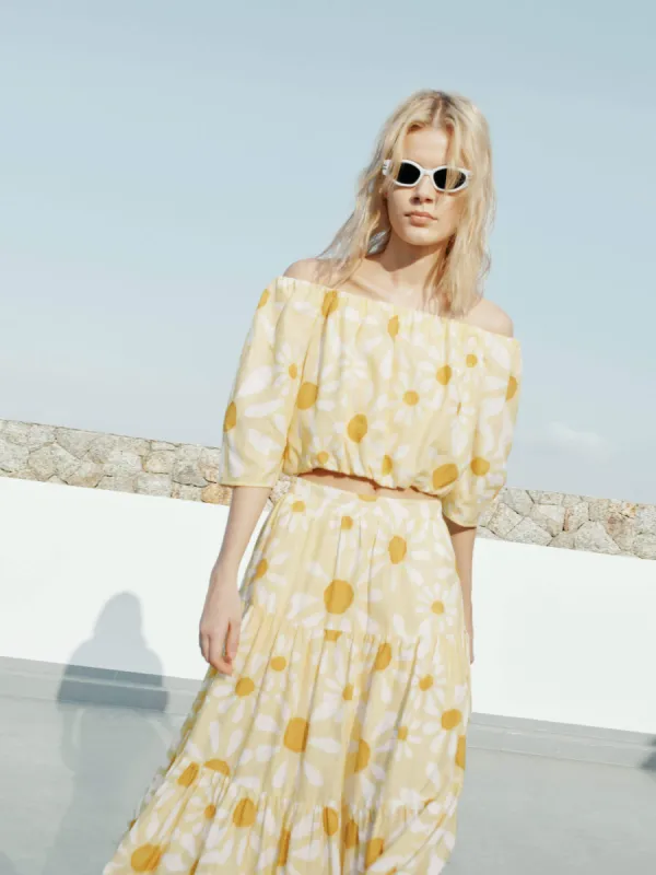 Off Shoulder Cropped Top sold by Mo&Co