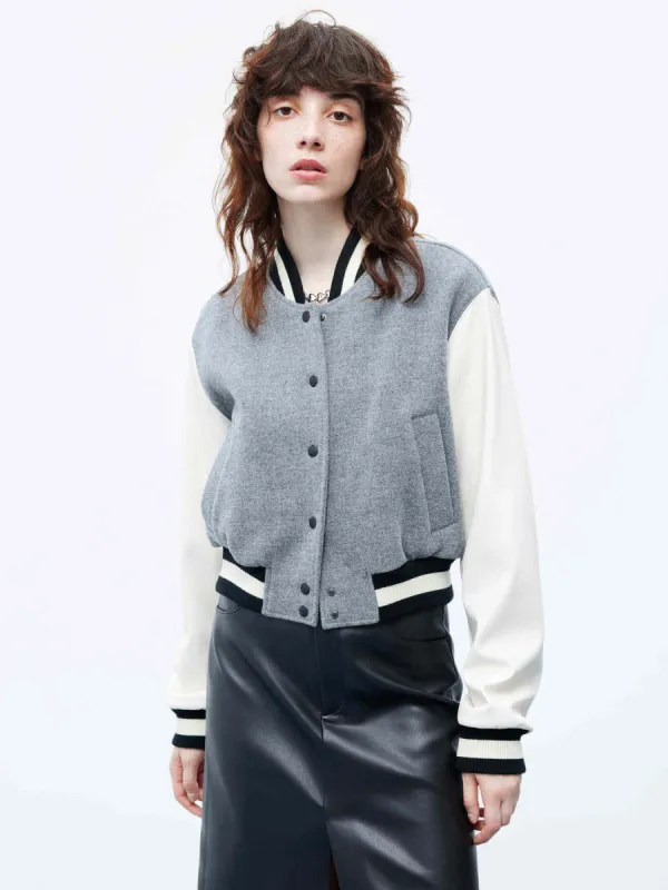 PU Sleeves Bomber Jacket sold by Mo&Co