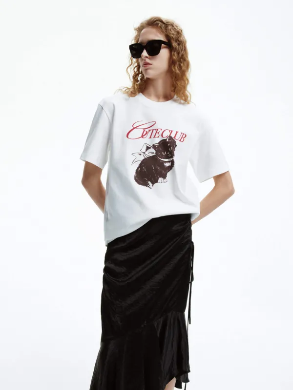 Cat Pattern Cotton T-shirt sold by Mo&Co