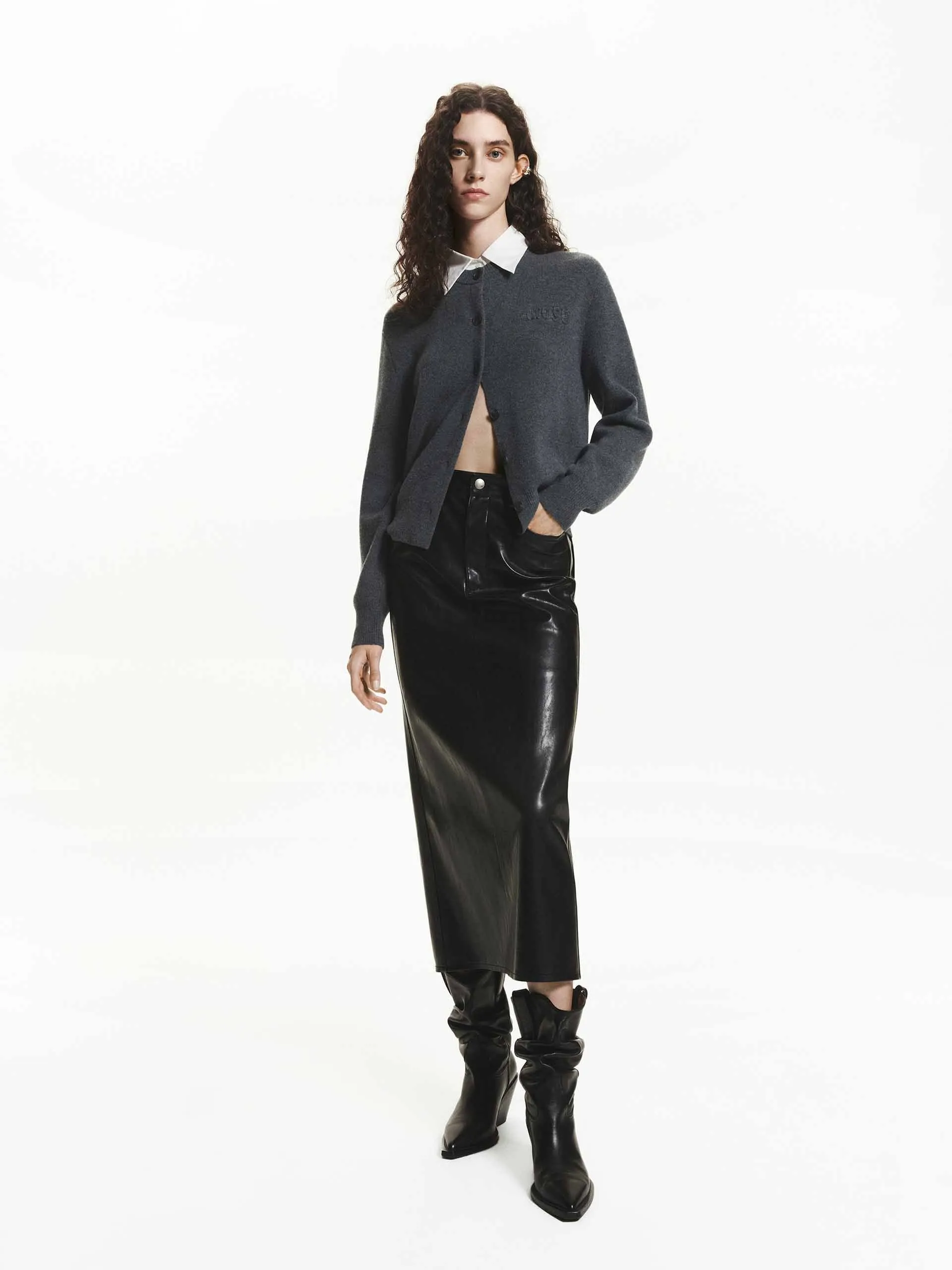 Straight Midi Leather Skirt sold by Mo&Co product image thumbnail 2