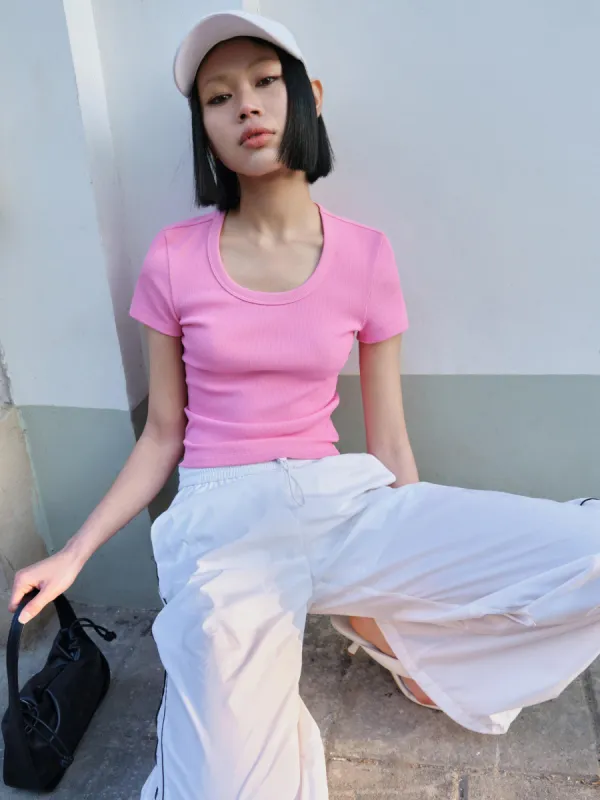 Cropped Slim Fit T-shirt sold by Mo&Co